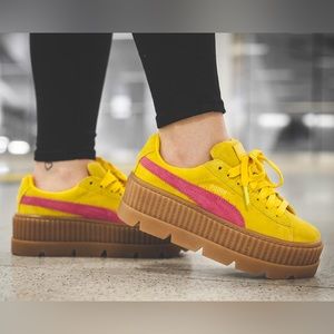 Puma Yellow and Pink Platform Sneakers